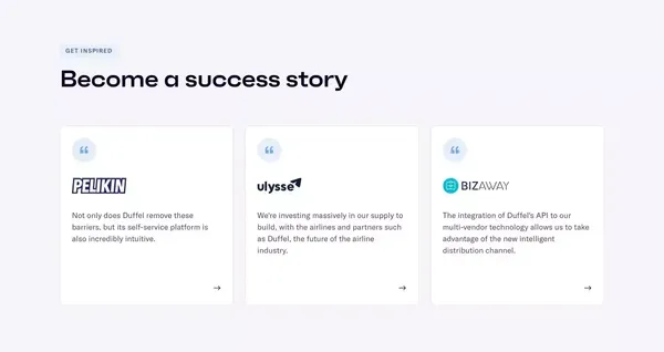 Duffel - The best API to sell flights online - Landing design inspiration