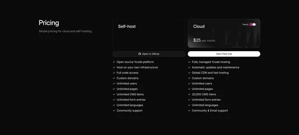 Ycode - Open source website builder and CMS - Landing design inspiration