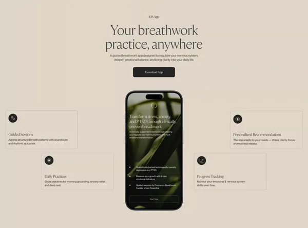 Frequency Breathwork - Landing design inspiration