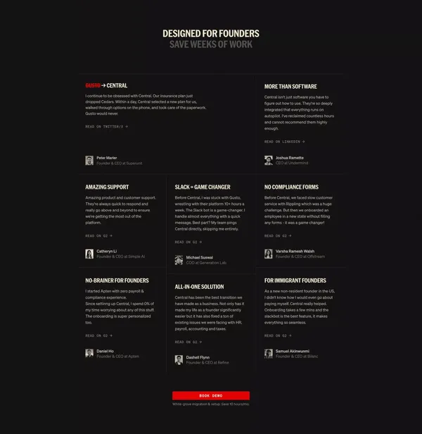Central - Payroll, benefits & state compliance for startups - Landing design inspiration