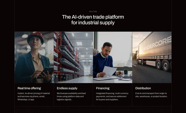 Andercore – AI-Powered Industrial Trade Platform - Landing design inspiration