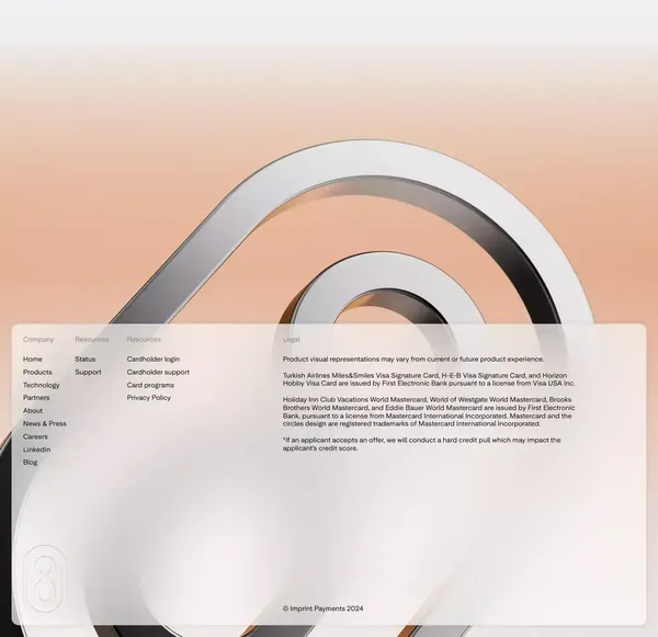 Imprint - Modern co-branded credit cards - Landing design inspiration