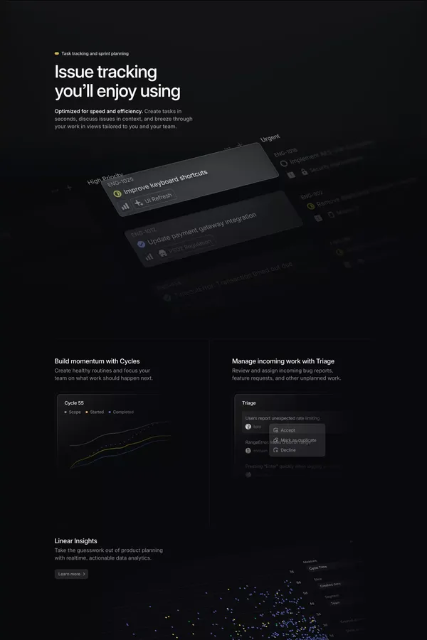 Linear – Plan and build products - Landing design inspiration