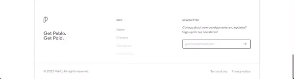 Peblo | Get your talent paid now, not later - Landing design inspiration