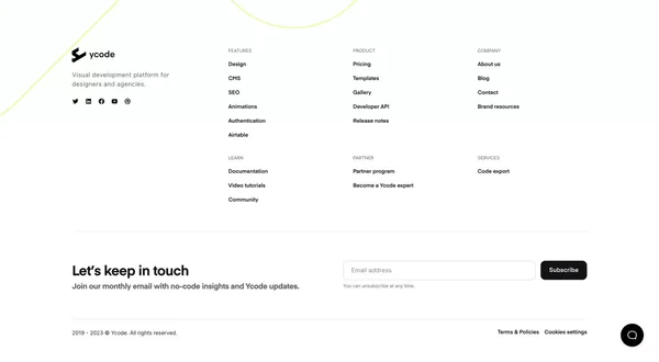 Ycode | Build website forms on the next level - Landing design inspiration