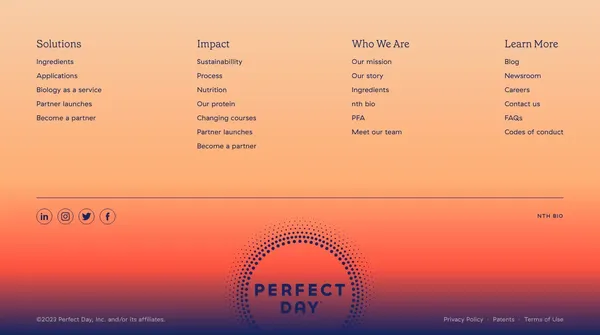Sustainable Animal-Free Dairy & Protein - Perfect Day - Landing design inspiration