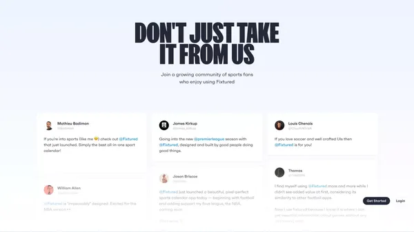 Fixtured | Your Sports Schedule - Landing design inspiration