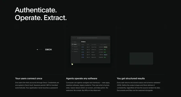 Deck — Design and Deploy Computer Use Agents - Landing design inspiration