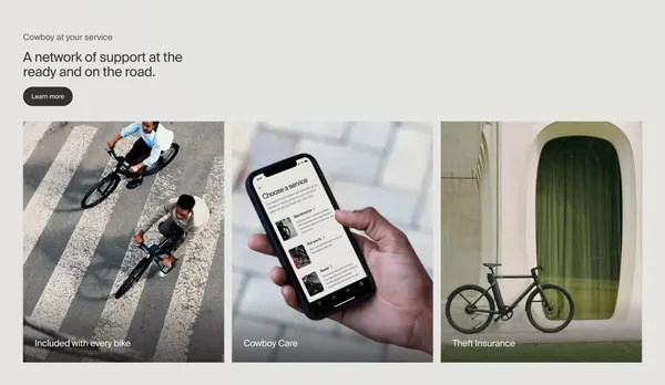 Cowboy - Electric Bike for Urban Riders - Landing design inspiration