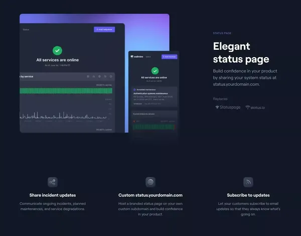 Better Uptime - Free Web Monitoring & Status Page - Landing design inspiration