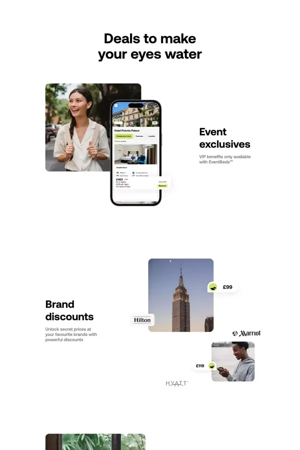 Event Beds - Landing design inspiration