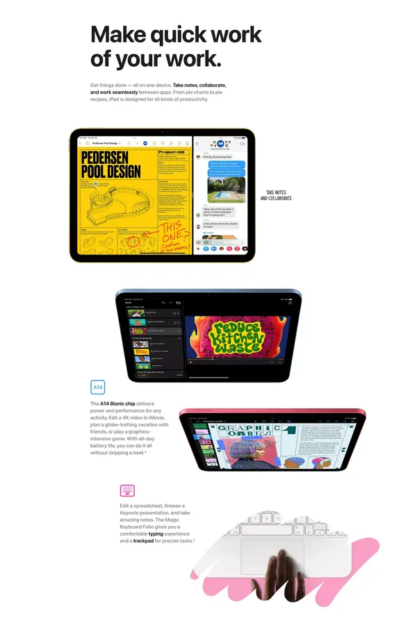 iPad 10.9-inch (10th generation) - Apple - Landing design inspiration