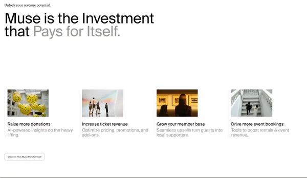 Muse – Museum Management Software - Landing design inspiration