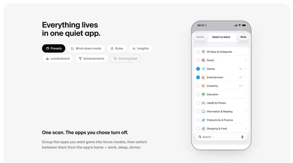 Norma — Block distracting apps by scanning a steel disc - Landing design inspiration