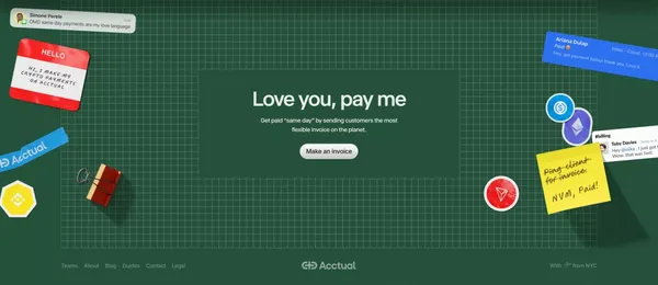 Acctual - Crypto Invoice & Billing Solution - Landing design inspiration