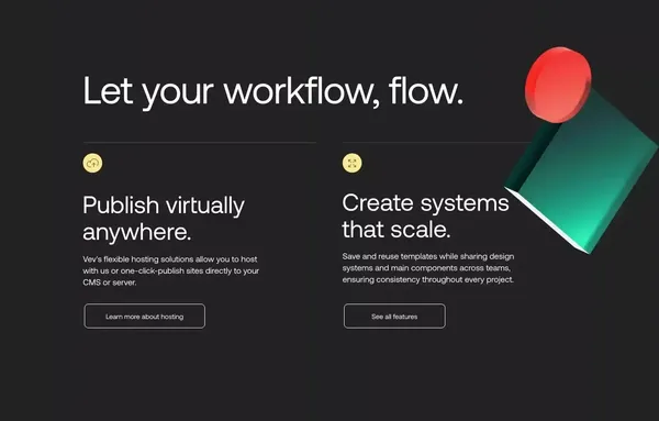 Vev: No-code Web Design Platform for Professional Creatives - Landing design inspiration