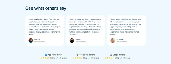 Dental staffing made simple | Teero - Landing design inspiration