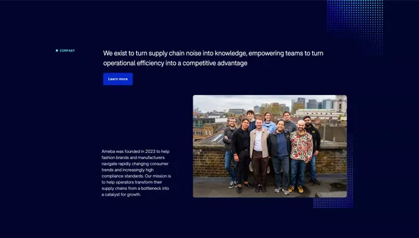 Ameba: Cut the wasted time, money and product in your supply chain - Landing design inspiration