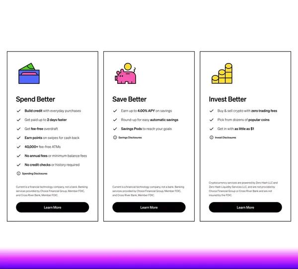 Current | Future of Banking - Landing design inspiration
