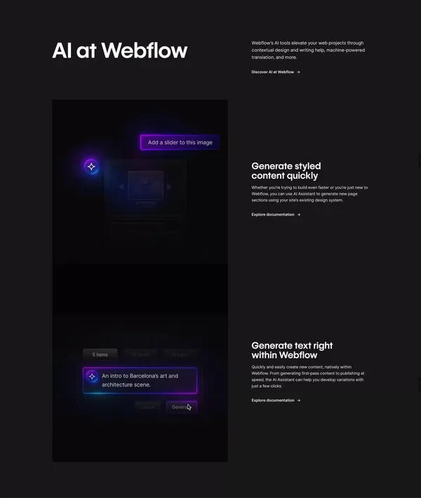 Webflow: Create a custom website | Visual website builder - Landing design inspiration