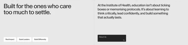 Institute of Health - Landing design inspiration