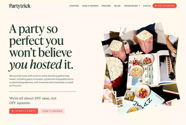 Partytrick • Memorable Gatherings Made Doable - Landing design inspiration