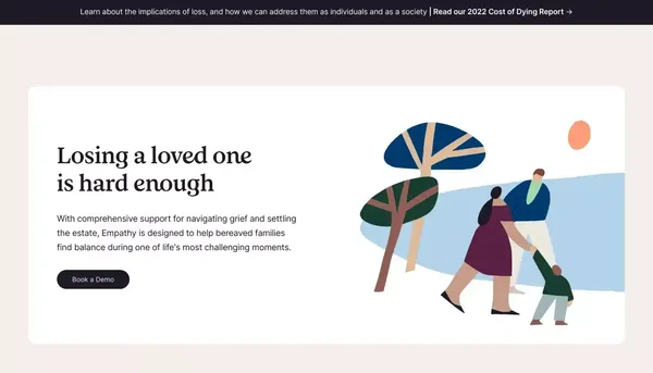 Support for Loss | Empathy - Landing design inspiration