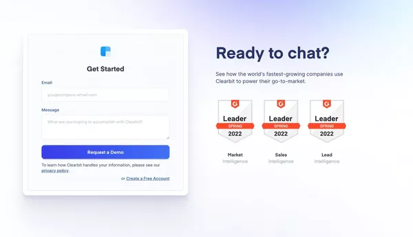 B2B Data Activation Platform for Marketing Intelligence | Clearbit - Landing design inspiration