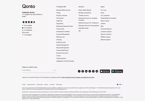 Manage all your finances from your Qonto business account - Landing design inspiration