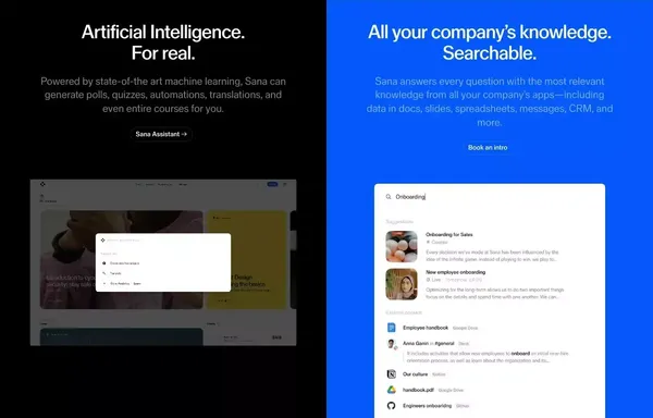 Personalized, collaborative learning | Sana Labs - Landing design inspiration