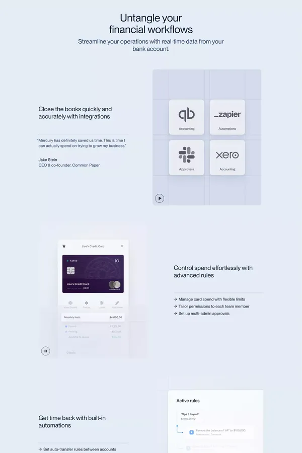 Mercury | Online Business Banking For Startups - Landing design inspiration