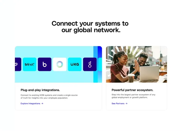 A better and faster way to build your global team | G-P - Landing design inspiration