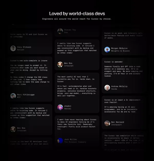 Cursor - The AI Code Editor - Landing design inspiration