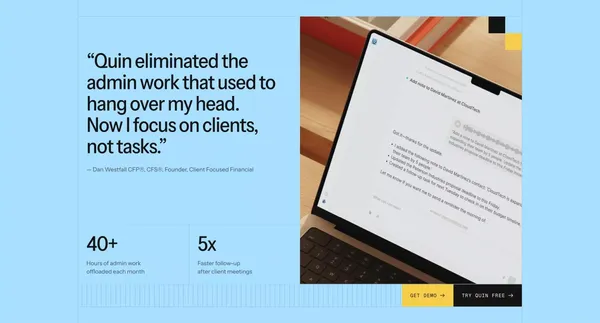 Quin — Meet your dream assistant - Landing design inspiration