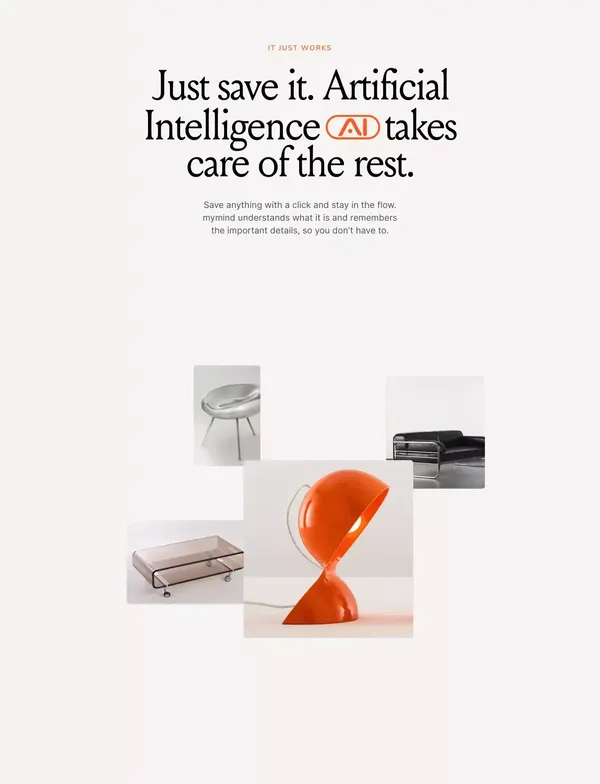 mymind is the extension for your mind. - Landing design inspiration