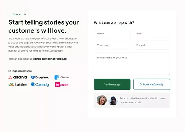 Campfire Labs – Story-driven content for B2B brands. - Landing design inspiration