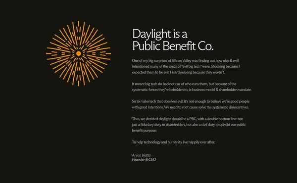 Daylight | A More Caring Computer - Landing design inspiration