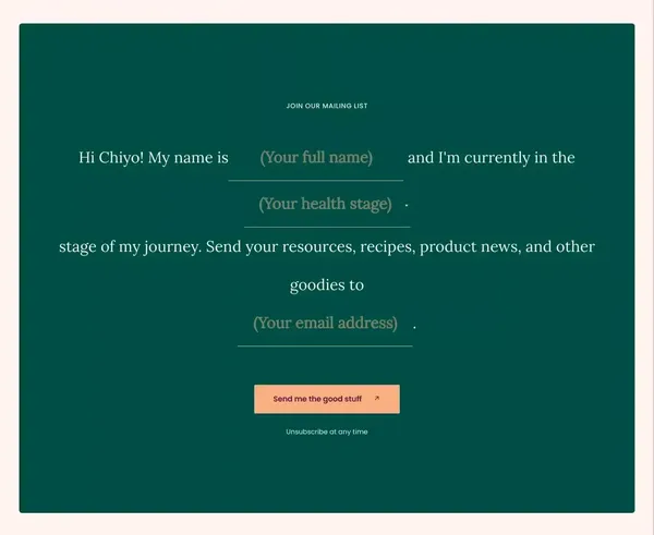 Chiyo | Fertility to Postpartum Nutrition - Landing design inspiration