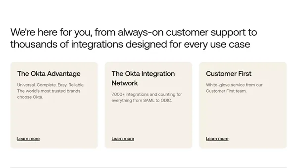 Employee and Customer Identity Solutions | Okta - Landing design inspiration