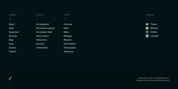 Recidiviz | A Criminal Justice Data Platform - Landing design inspiration