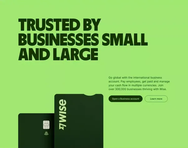 Wise: the international account | Money without borders - Landing design inspiration