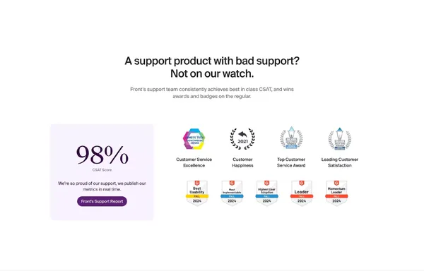 Front - The Platform for Exceptional Customer Service at Scale - Landing design inspiration