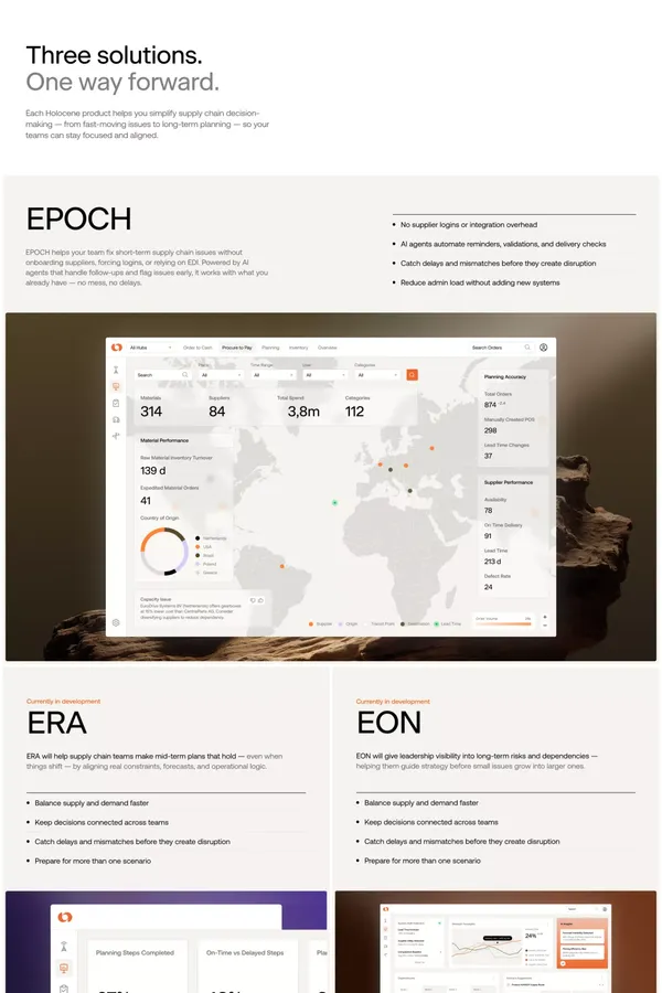 Supply Chain Intelligence Software | Real-Time Clarity By Holocene - Landing design inspiration