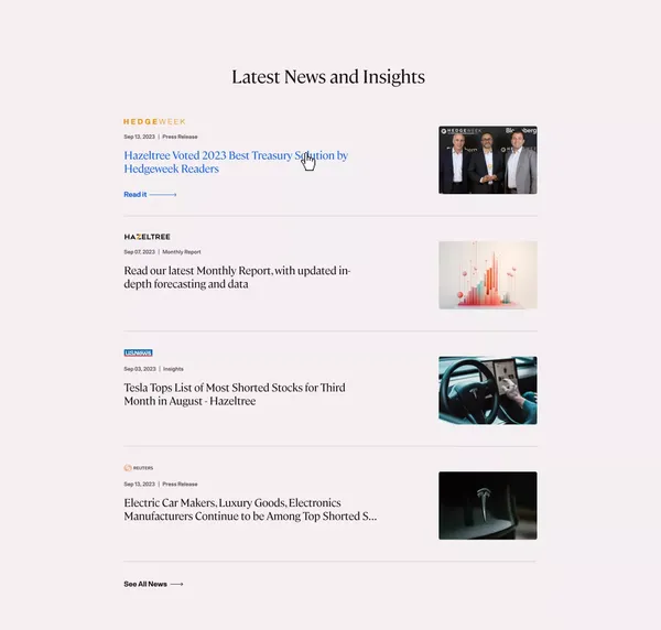 Hazeltree | Treasury and Liquidity Management Software - Landing design inspiration