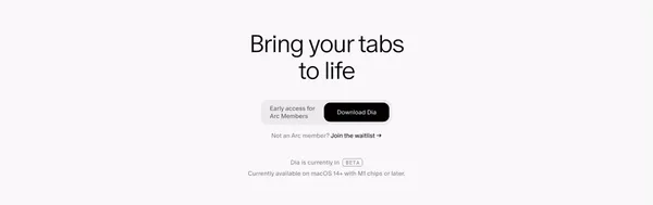Meet Dia – the AI Browser Where You Can Chat with Your Tabs - Landing design inspiration