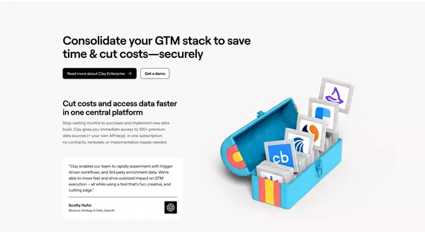 Clay |  Go to market with unique data — and the ability to act on it - Landing design inspiration