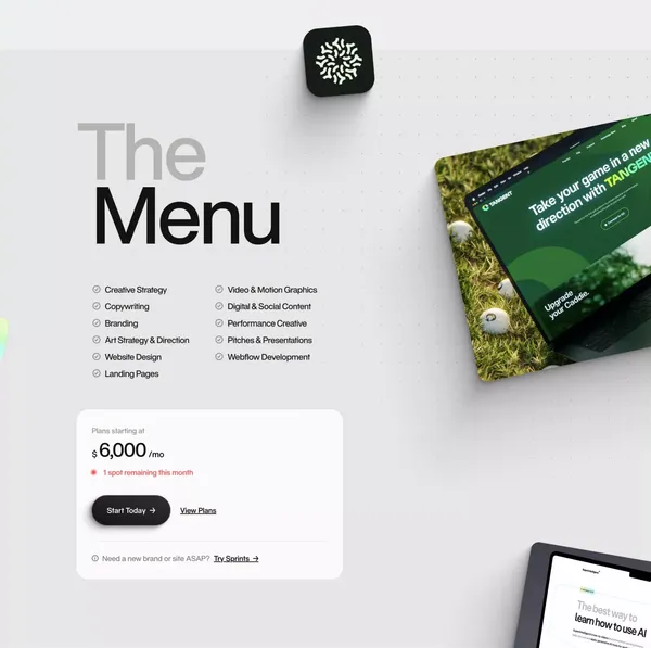 OFF MENU | Full-Service Creative Partner for Fast Moving Teams - Landing design inspiration