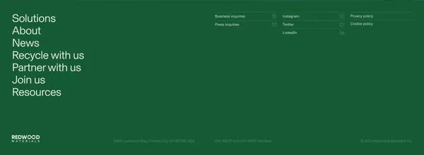 Redwood Materials | Circular Supply Chain for Lithium-ion Batteries - Landing design inspiration