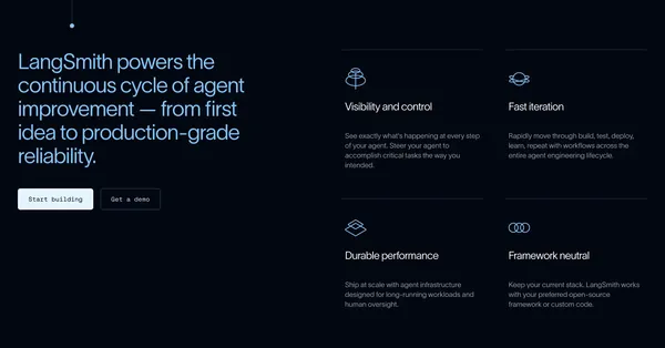LangChain: Observe, Evaluate, and Deploy Reliable AI Agents - Landing design inspiration