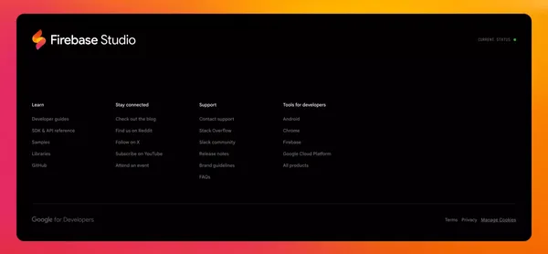 Firebase Studio - Landing design inspiration